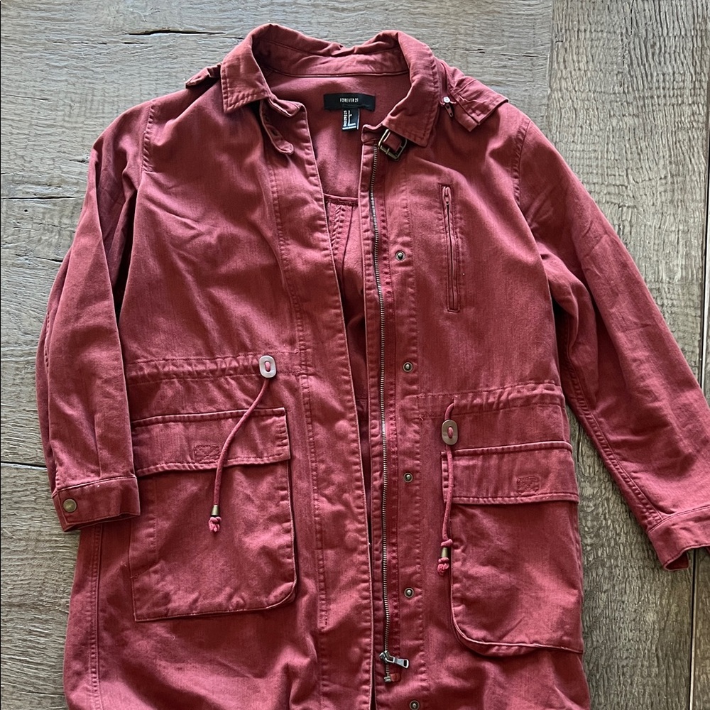 Forever 21 Women's Red Utility Jacket